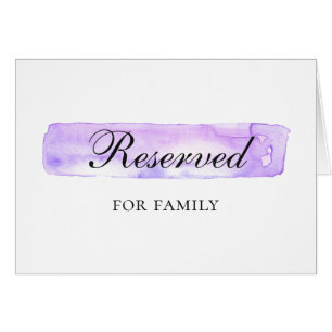 Watercolor purple wedding. Simple reserved sign