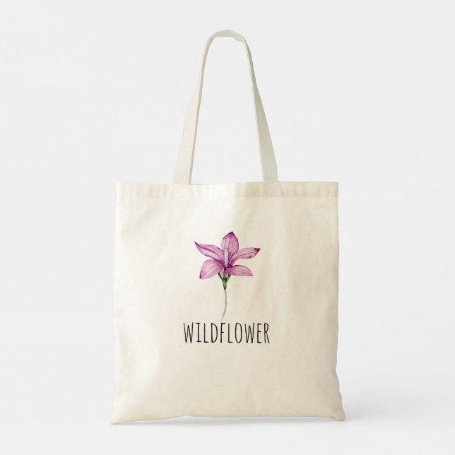 Watercolor Purple Wildflower Girl Daughter Gift Tote Bag (Back)