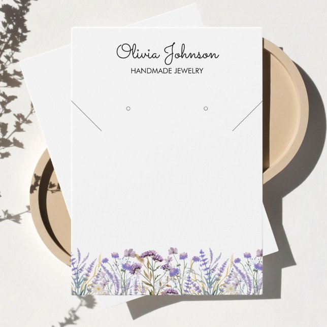 Watercolor Purple Wildflower Jewelry Display Card (Close up 1)