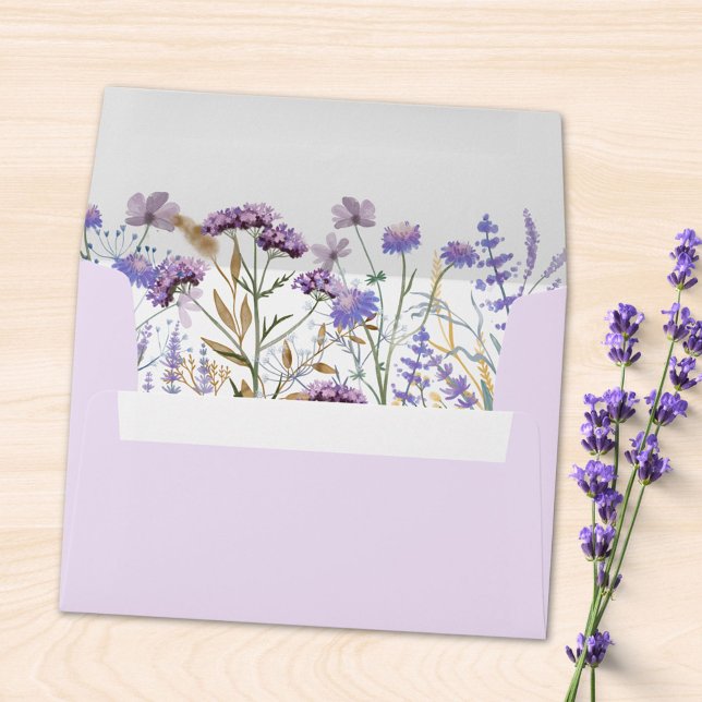 Watercolor Purple Wildflower Meadow  Envelope (In situ)