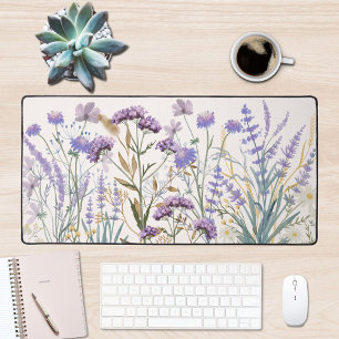 Watercolor Purple Wildflower Meadow Quote Desk Mat