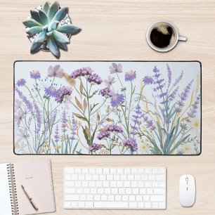 Watercolor Purple Wildflower Meadow Quote Desk Mat