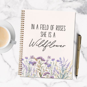 Watercolor Purple Wildflower Meadow Quote Diary Notebook