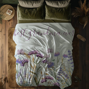 Watercolor Purple Wildflower Meadow Quote Fleece Blanket