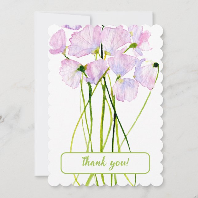 Watercolor purple wildflower thank you card (Front)