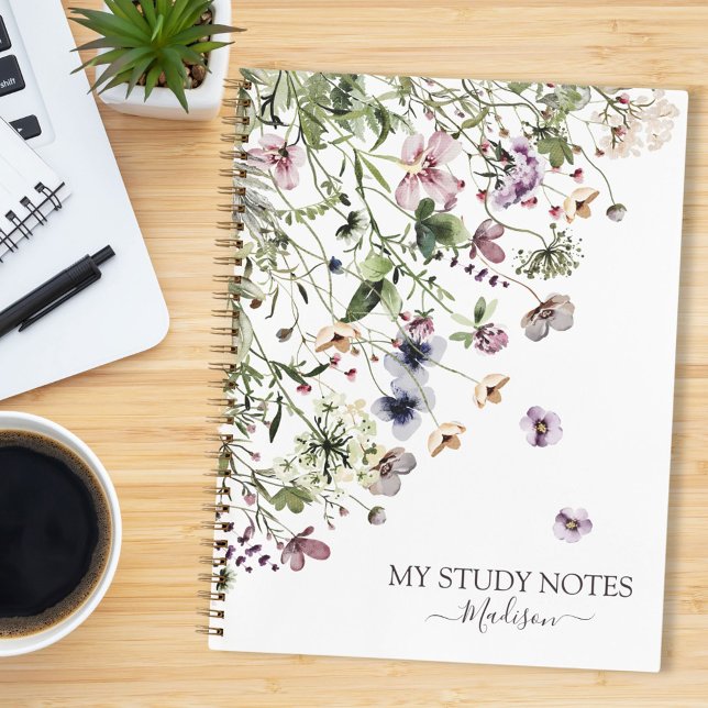 Watercolor Purple Wildflowers  Notebook (In situ)