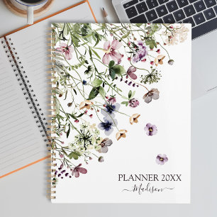 Watercolor Purple Wildflowers Planner