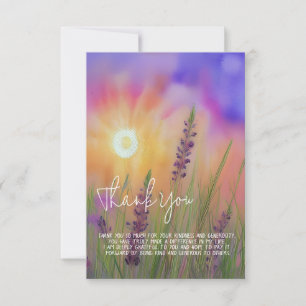 Watercolor purple wildflowers sunset customisable card