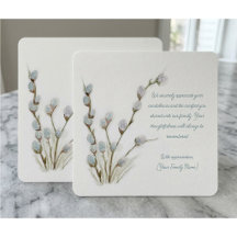 Watercolor Pussy Willow Funeral Thank You Card