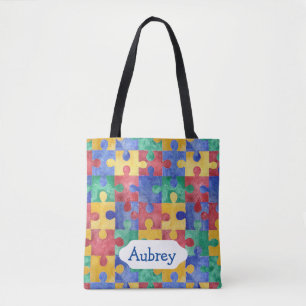 Watercolor puzzle for Autism awareness Tote Bag