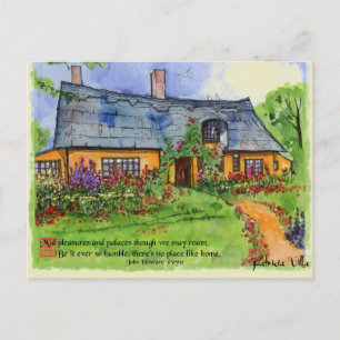 Watercolor Quaint English Cottage Garden Postcard