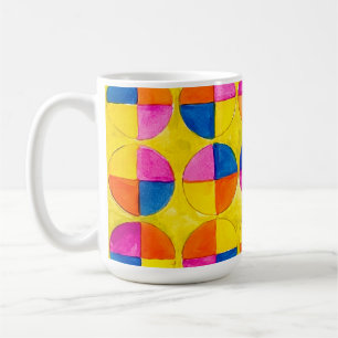 Watercolor Quartered Divided Circles Design Coffee Mug