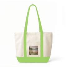 Watercolor Quiet Low Tide Ocean Coastline Tote Bag