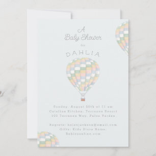 watercolor quilt hot air balloon Baby Shower Invitation