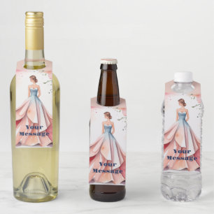 Watercolor Quinceanera Celebration Bottle Tag