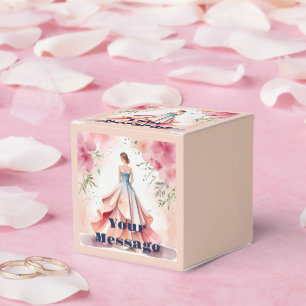 Watercolor Quinceanera Celebration Favour Box