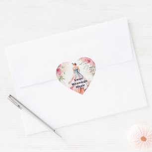 Watercolor Quinceanera Celebration Heart Sticker