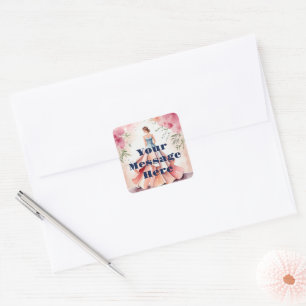Watercolor Quinceanera Celebration Square Sticker