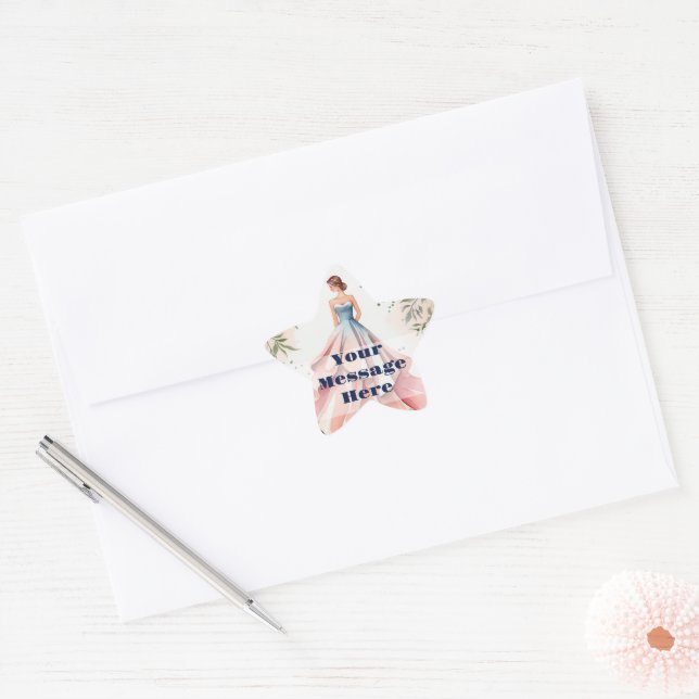 Watercolor Quinceanera Celebration Star Sticker (Envelope)