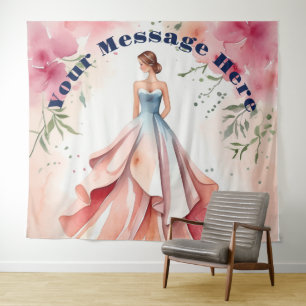 Watercolor Quinceanera Celebration Tapestry