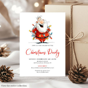 Watercolor Quirky Santa Festive Christmas Invite