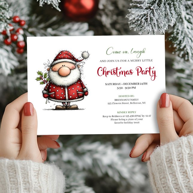 Watercolor quirky Santa holiday party invitation (Watercolor quirky Santa holiday party invite

)