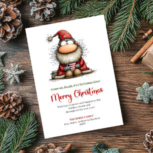 Watercolor Quirky Santa Playful Christmas Greeting Holiday Card