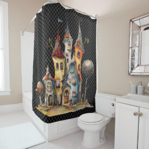 Watercolor Quirky Whimsical Mushroom Forest Shower Curtain