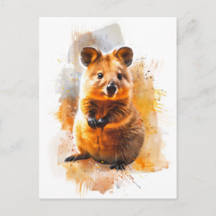 Watercolor Quokka in Natural Habitat Postcard