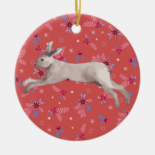 Watercolor Rabbit Ceramic Ornament