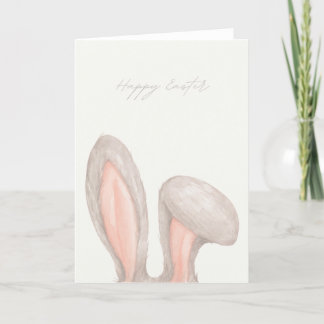 Watercolor Rabbit Ears Happy Easter Card