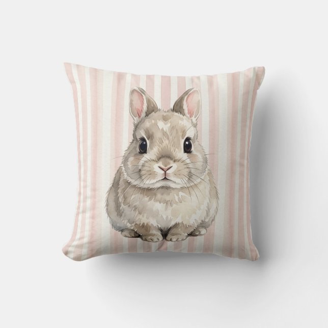 Watercolor Rabbit Throw Pillow Zazzle (Front)