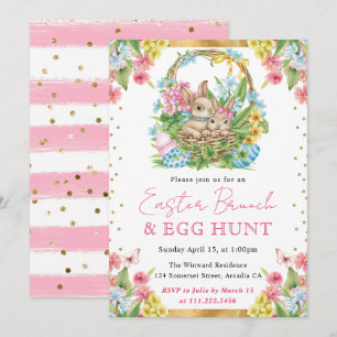 Watercolor Rabbits Spring Easter Brunch Invitation