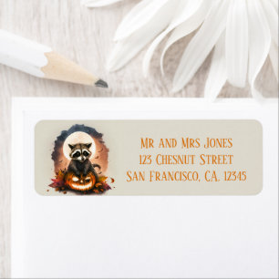 Watercolor Raccoon Halloween - Customized Return Address Label