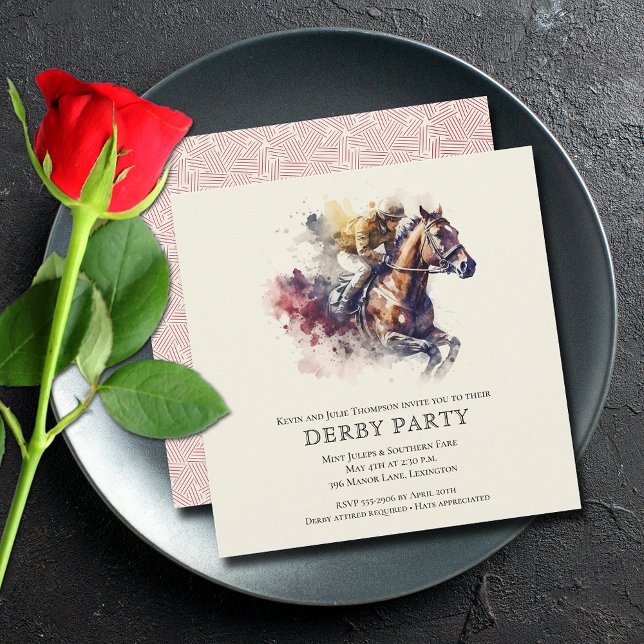 Watercolor Racehorse Derby Invitation (Creator Uploaded)