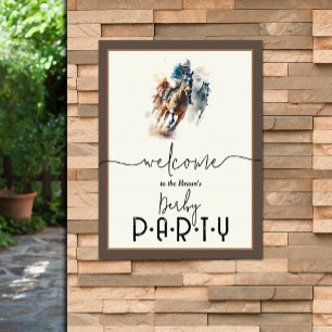 Watercolor Racehorse Jockey Derby Welcome Poster