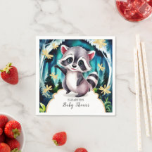 Watercolor Racoon Baby Shower