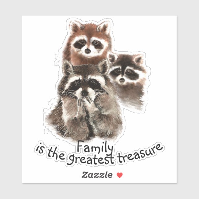 Watercolor Racoon Family Quote Animal Custom Name (Sheet)