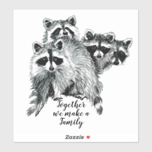 Watercolor Racoon Family Quote Custom Name