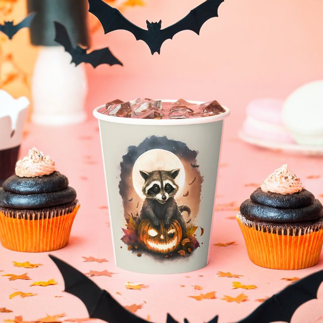 Watercolor Racoon Halloween Paper Cups (Creator Uploaded)