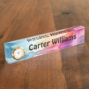 Watercolor Rainbow Abstract With Name Nameplate