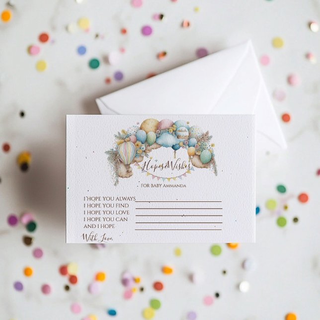 Watercolor rainbow Air Balloon Baby Shower Enclosure Card (Creator Uploaded)