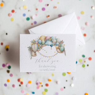 Watercolor rainbow Air Balloon Baby Shower Thank You Card