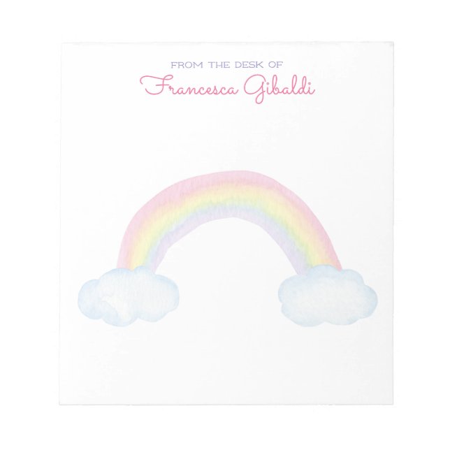 Watercolor Rainbow and Clouds From The Desk Of Notepad (Front)