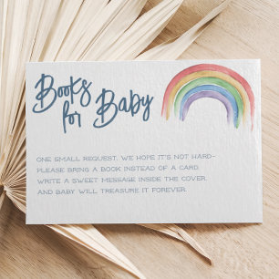 Watercolor Rainbow Baby Shower Book Request  Enclosure Card