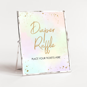 Watercolor Rainbow Baby Shower Diaper Raffle Poster