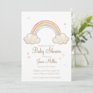 Watercolor Rainbow Baby Shower Invitation