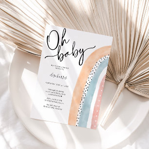 Watercolor Rainbow Baby Shower Invitation