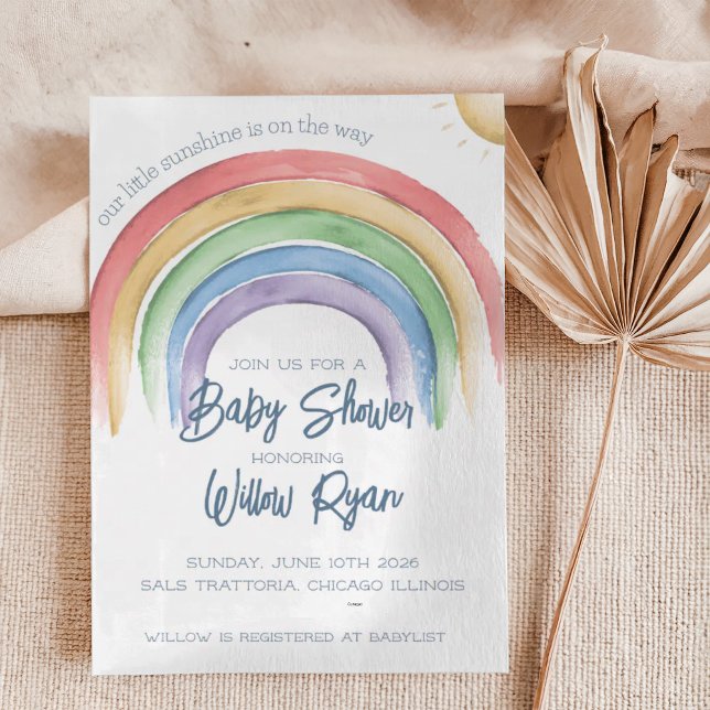 Watercolor Rainbow Baby Shower Invitation | Gender (Creator Uploaded)
