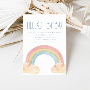 Watercolor Rainbow Baby Shower Party Invitation